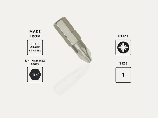 Pozi pz1 with bg Screwdriver Bit Pozi PZ1 25mm