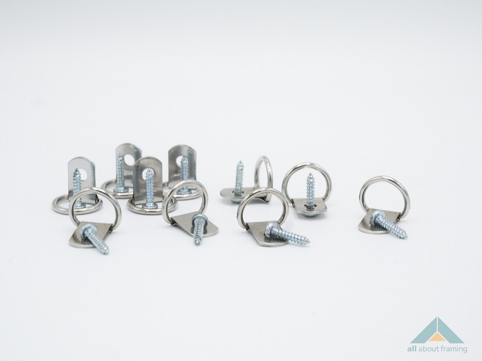 Standard Nickel D Rings & 10mm Screws - 10 Pack | All About Framing