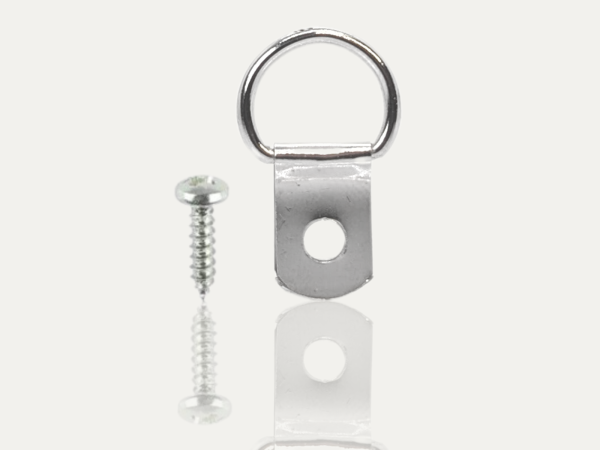 D rings standard and screws main image Standard Nickel D Rings & 10mm Screws - 10 pack