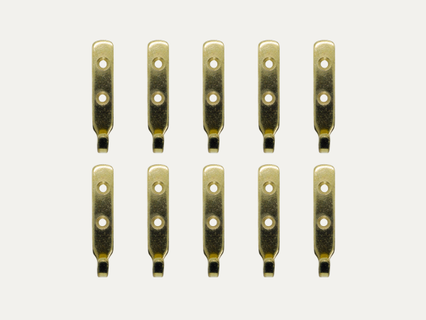Plate hook 62mm group bg Plate Hook - 62 mm - Brass Plated - 10 Pack