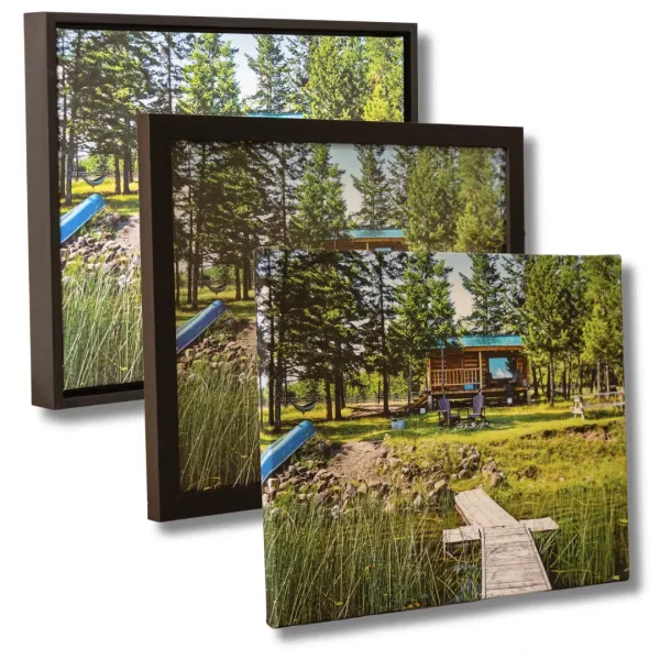 Canvas stretched and framed in three different styles