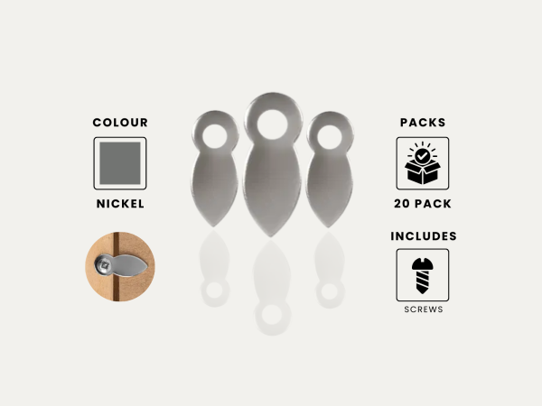 Turnbuttons 19mm Nickel Plated (2) Turnbuttons 19mm Nickel Plated - 20 Pack