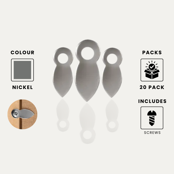 Turnbuttons 19mm Nickel Plated - 20 Pack