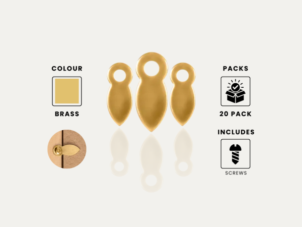 Turnbuttons 19mm Brass Plated - 20 Pack