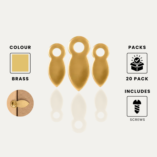 Turnbuttons 19mm brass Plated Turnbuttons 19mm Brass Plated - 20 Pack