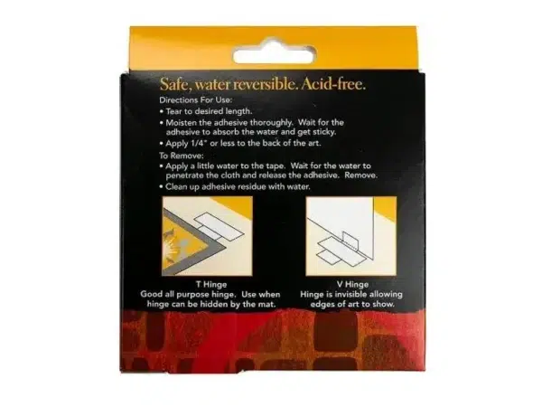 Lineco Archival Gummed Paper Hinging Tape 25mm x 40m back of box Lineco Gummed Paper Hinging Tape 25mm x 40m