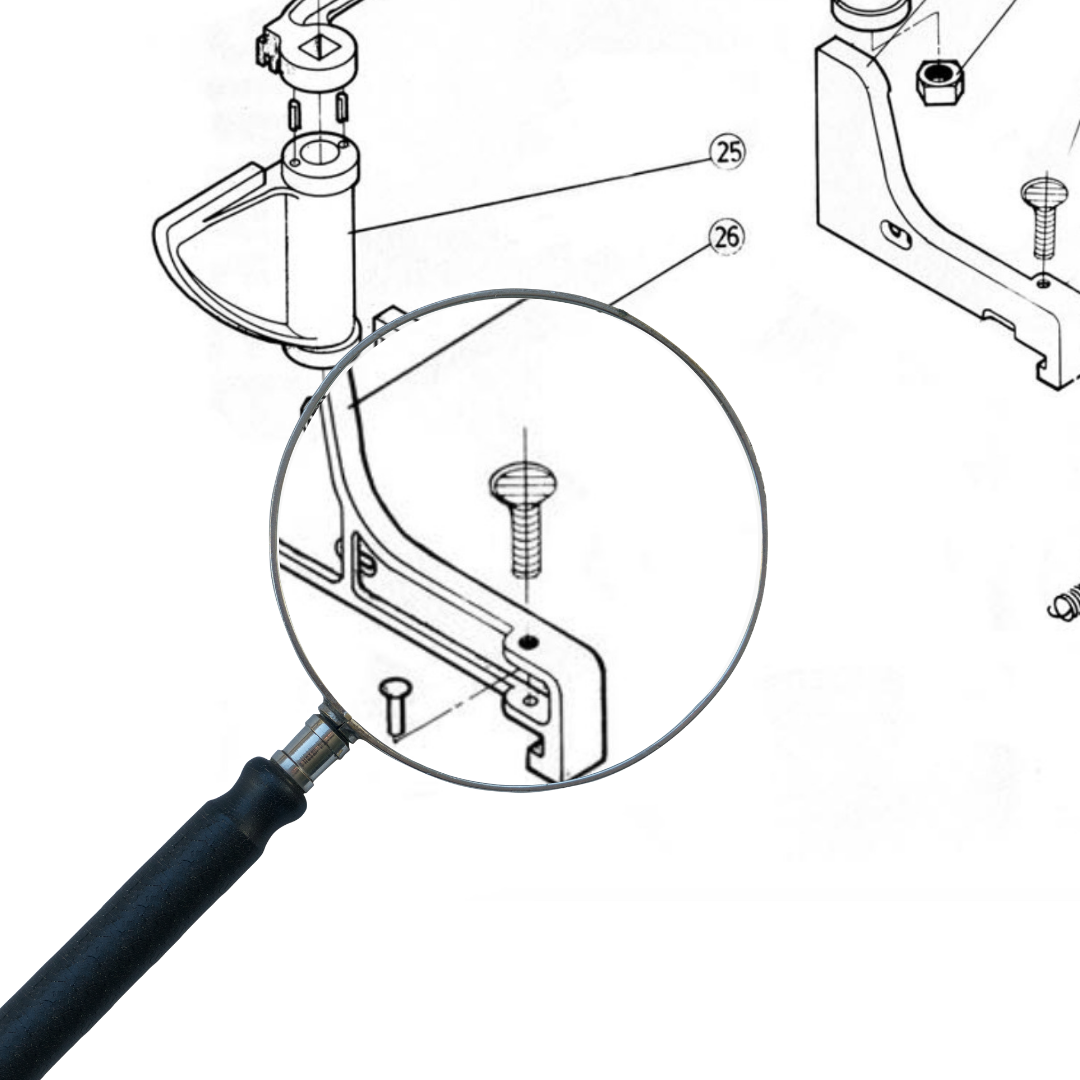 magnifying glass over a spare part