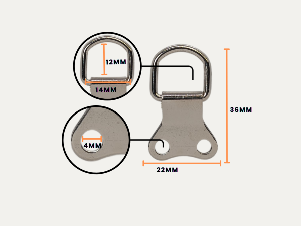 D rings 2 hole standard size D Rings 2 hole packs (Nickel)