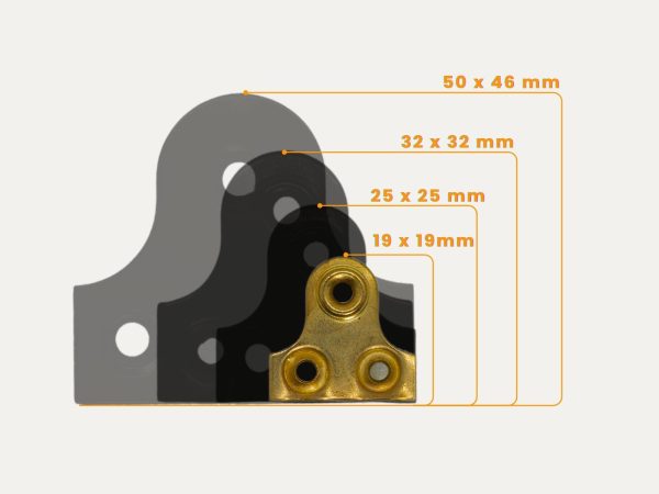 three hole mirror plates all sizes 3 Hole Mirror Plates - 10 pack