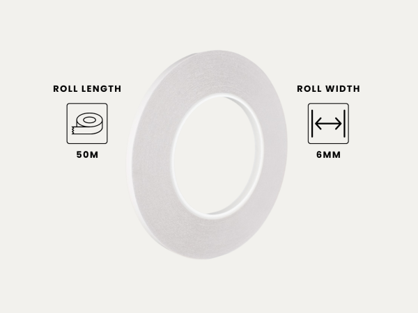 TA0018NK Pro Fillet tape image showing the roll is 50m long and 6mm wide