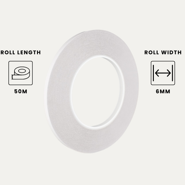 Pro Fillet tape image showing the roll is 50m long and 6mm wide